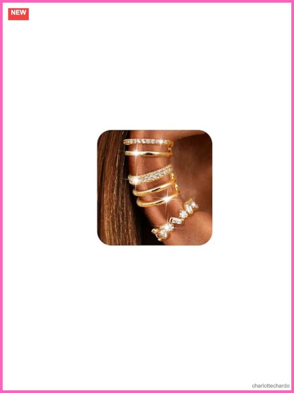 Non-Piercing Ear Cuffs for Women Clip-On Cartilage Earrings Set 14K Gold Plated